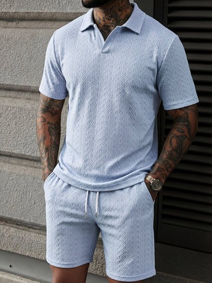 Aegean Stripe Knit Polo Set