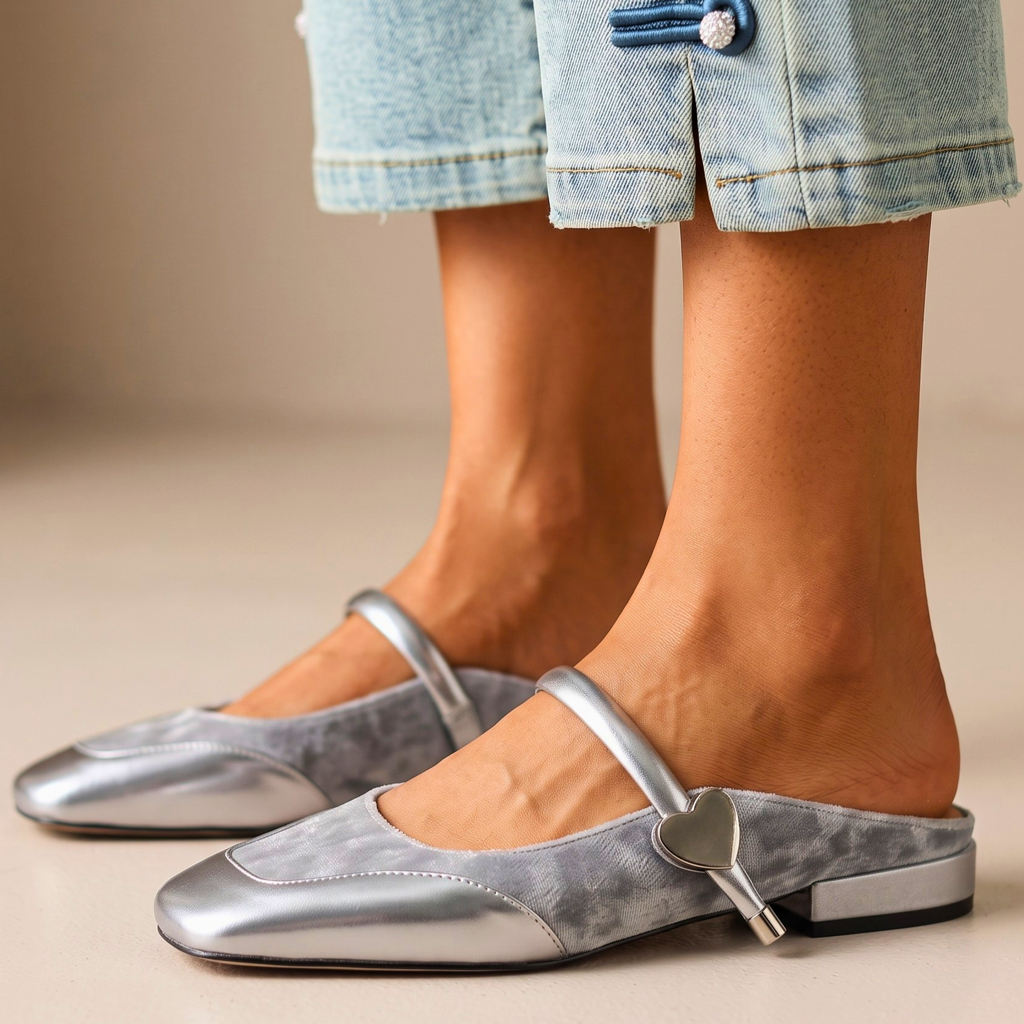 Marisol Metallic Mary Jane Mules