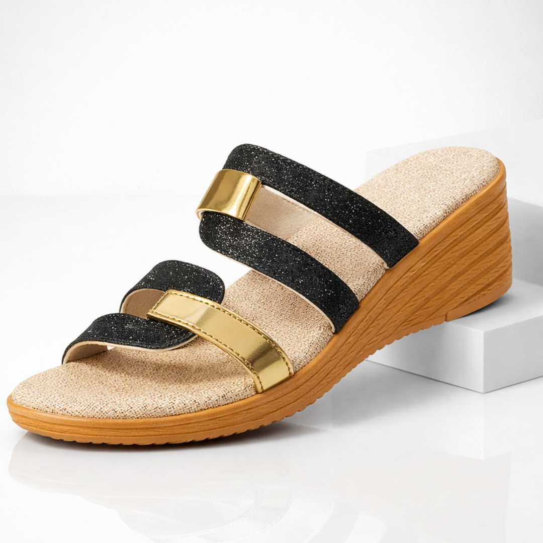 Santorini Glitter-Strap Slides