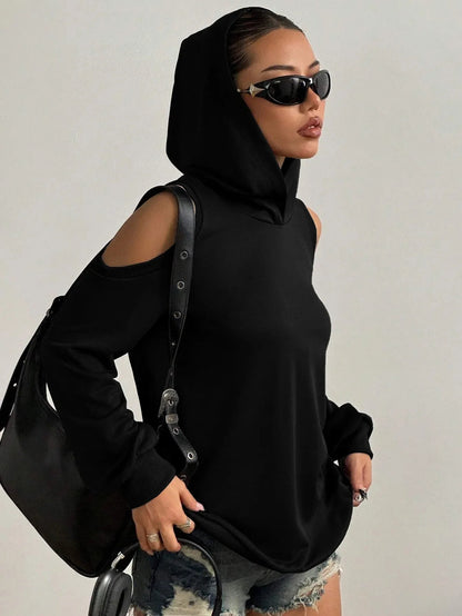 Cold-Shoulder Hooded Sweatshirt