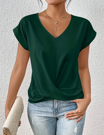 Séraphine Cross-Drape V-Neck Blouse