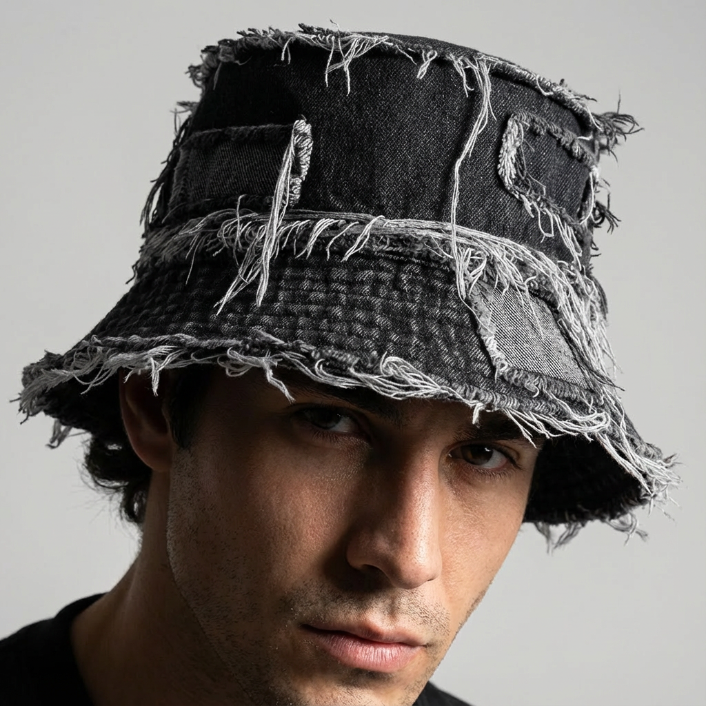 Frayed-Edge Denim Bucket Hat