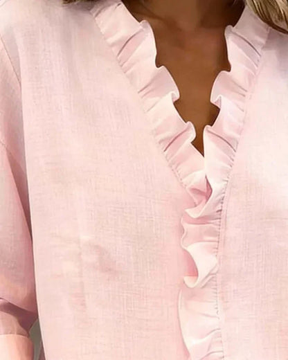 Petal Frill V-Neck Blouse