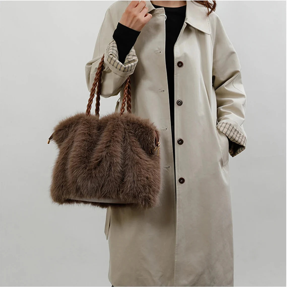 Delphine Faux Fur Tote