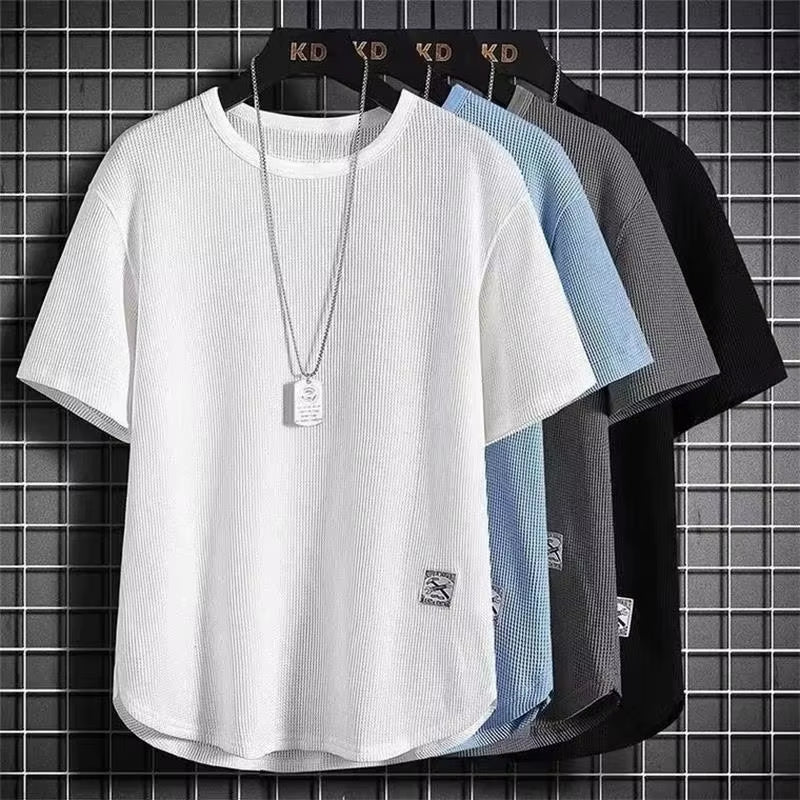 Waffle-Knit Curved-Hem Tee