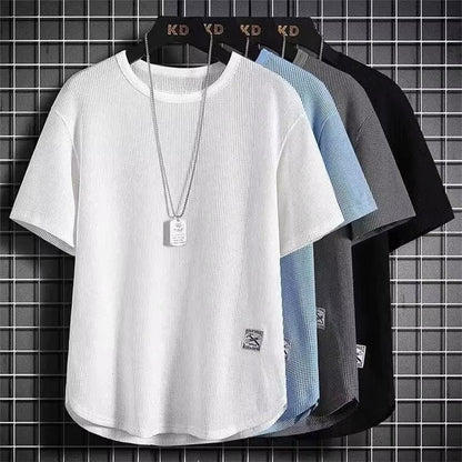 Waffle-Knit Curved-Hem Tee