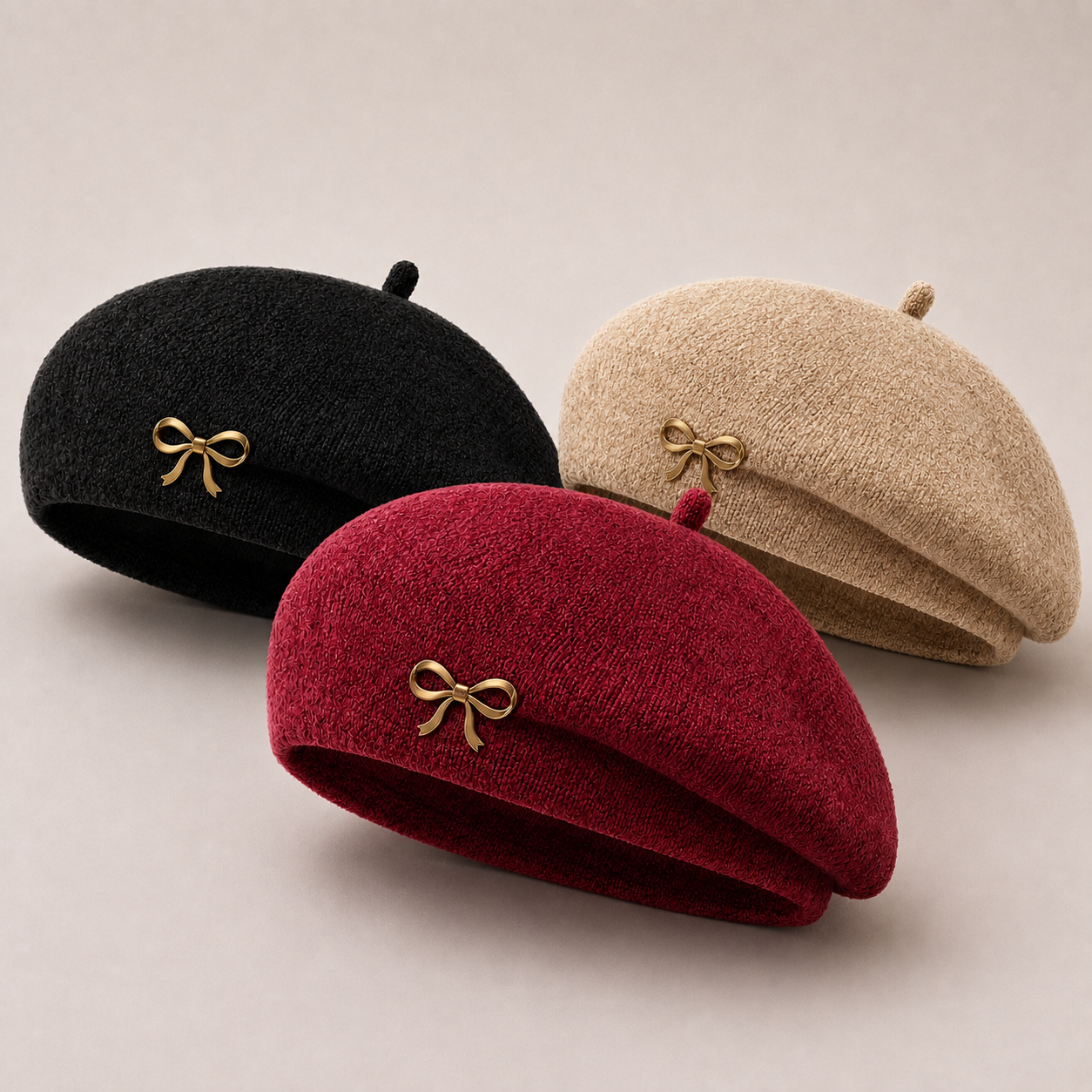 Margaux Bow-Pin Wool Beret