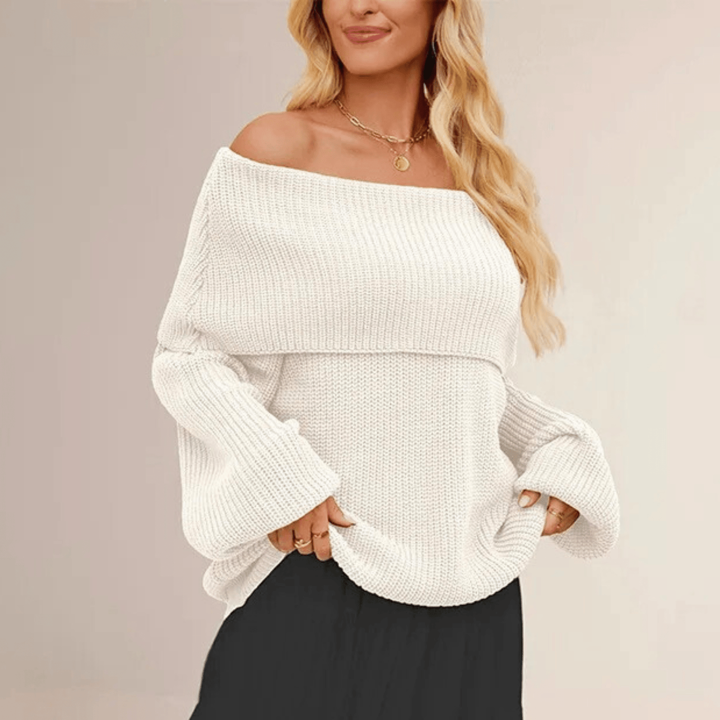 Cashmere Convertible Neckline Pullover