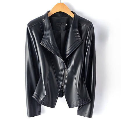 Couture Ribbed-Detail Leather Blazer