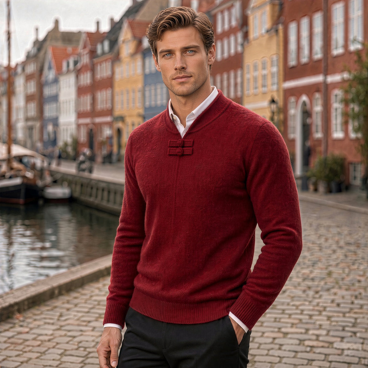 Marchetti Frog-Button Sweater