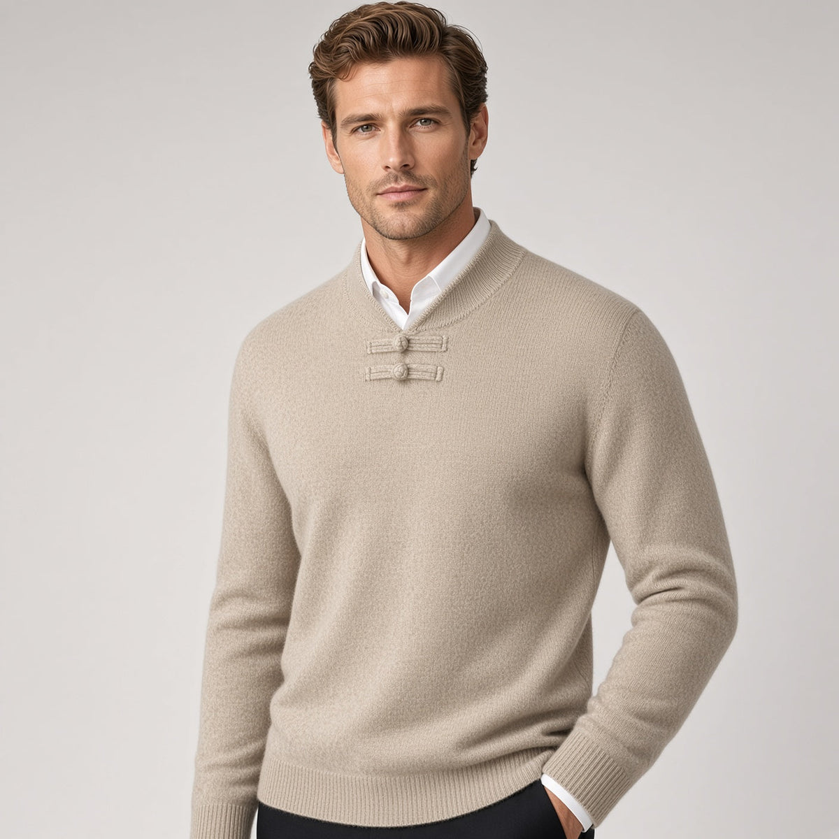 Marchetti Frog-Button Sweater
