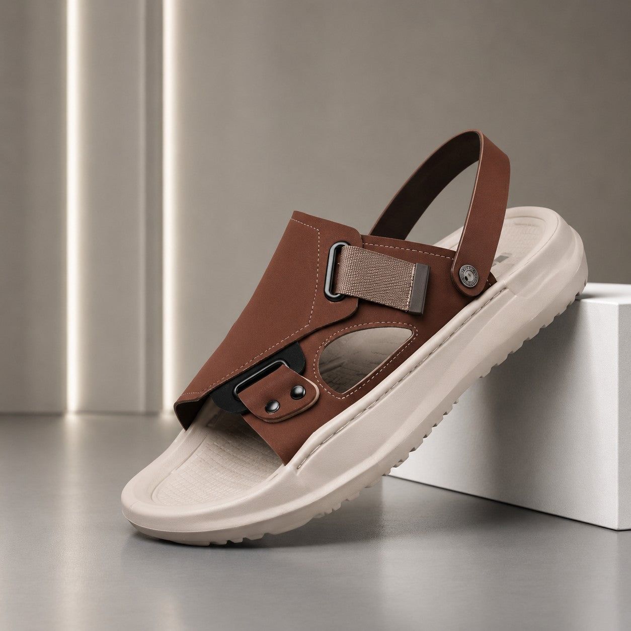Greige Closed-Toe Technical Sandal