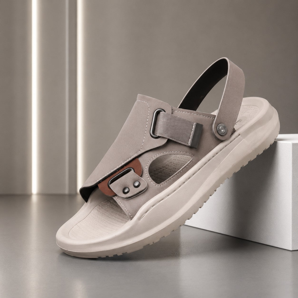 Greige Closed-Toe Technical Sandal