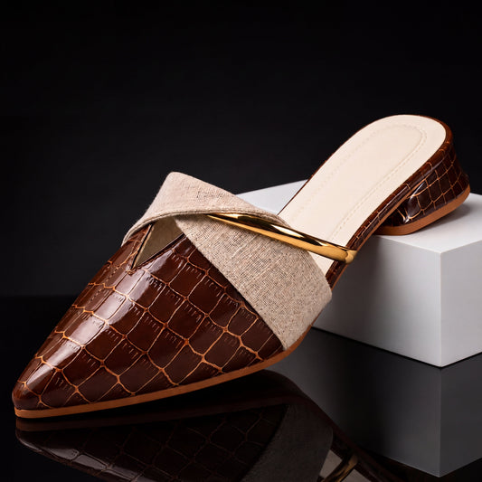Marchetti Croc-Embossed Mules