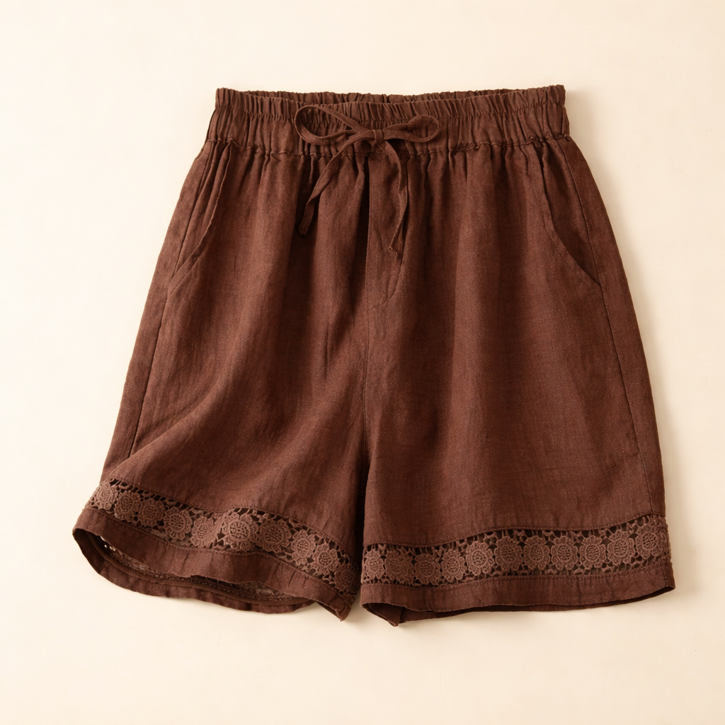 Le Jardin Crochet-Hem Linen Shorts