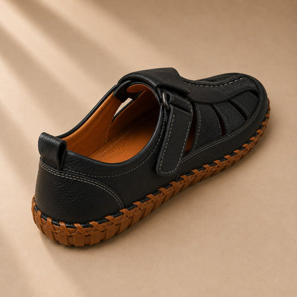 Cognac Woven Leather Sandals