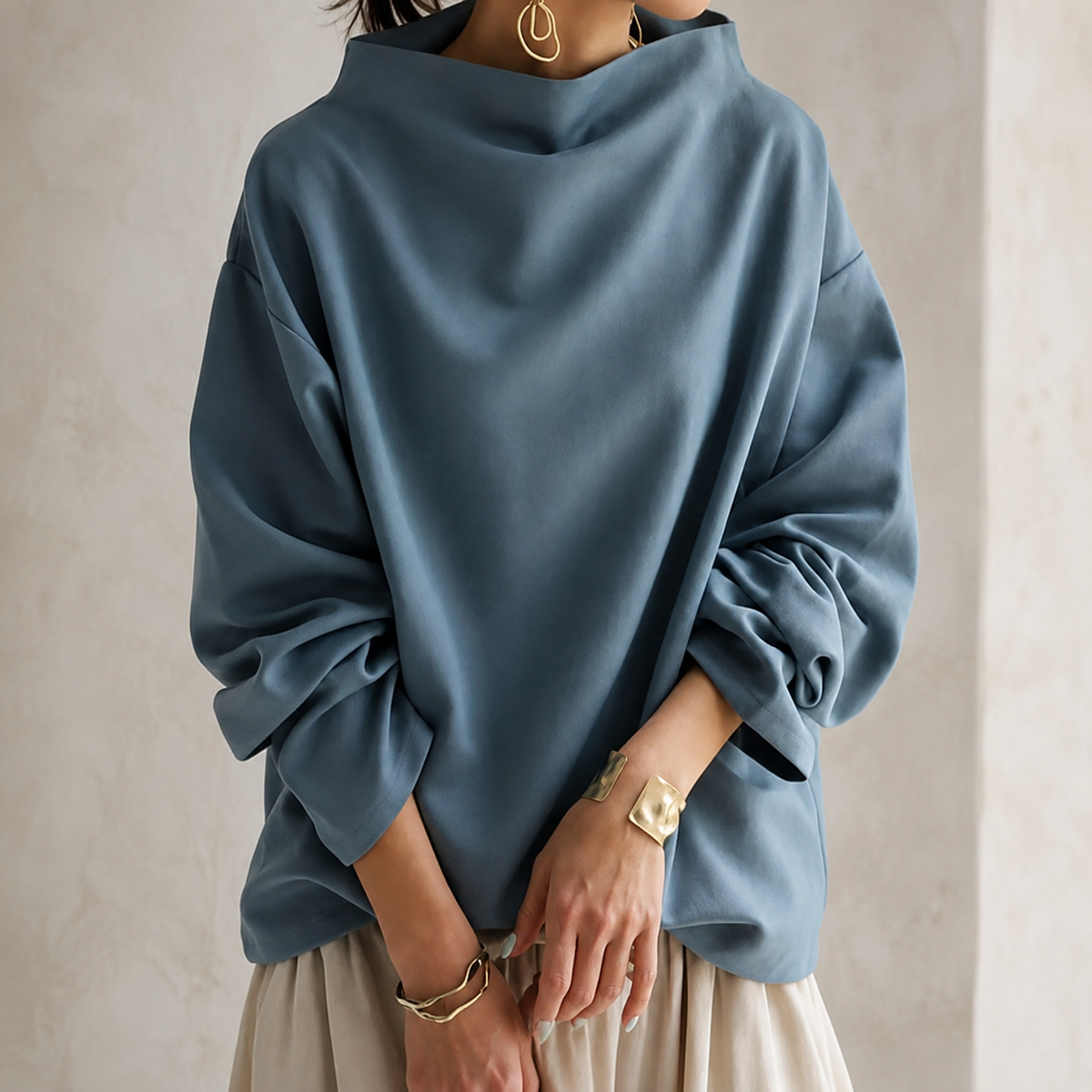 Verlaine Funnel-Neck Blouse