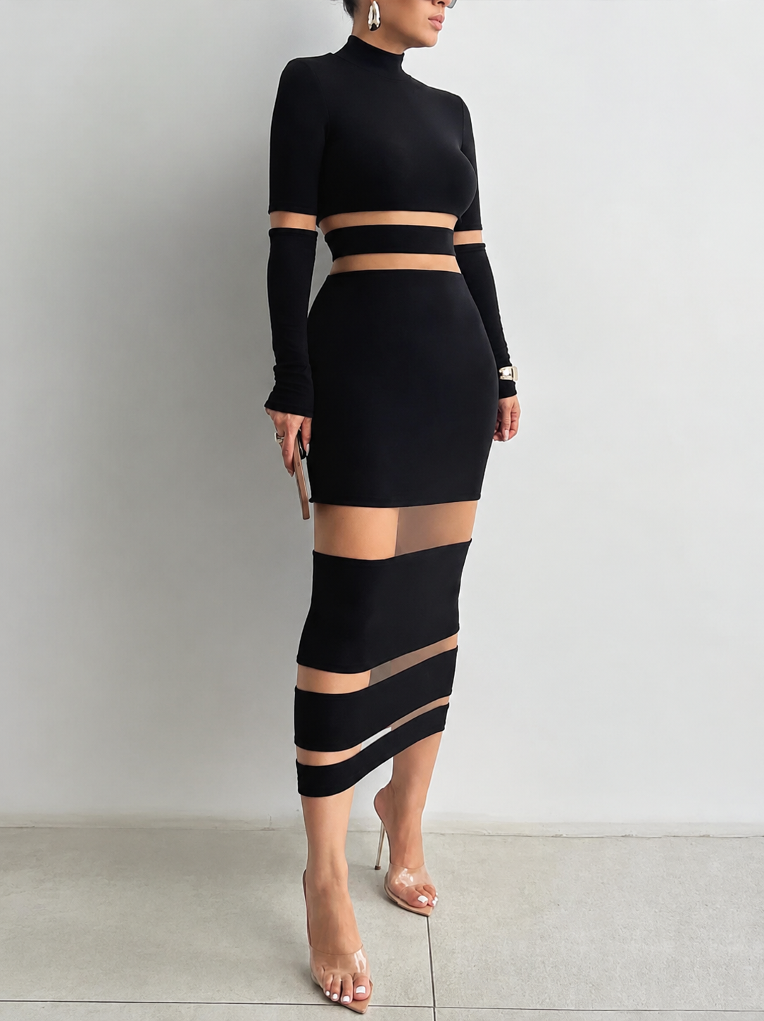 Contour Mesh Bandage Dress