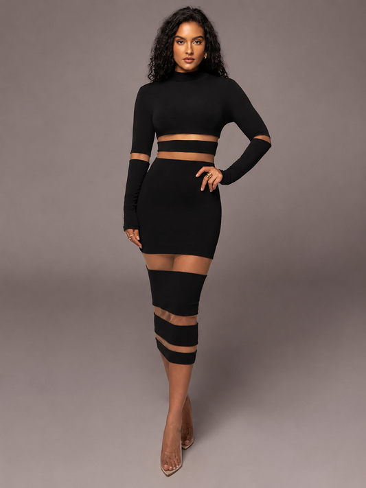 Contour Mesh Bandage Dress