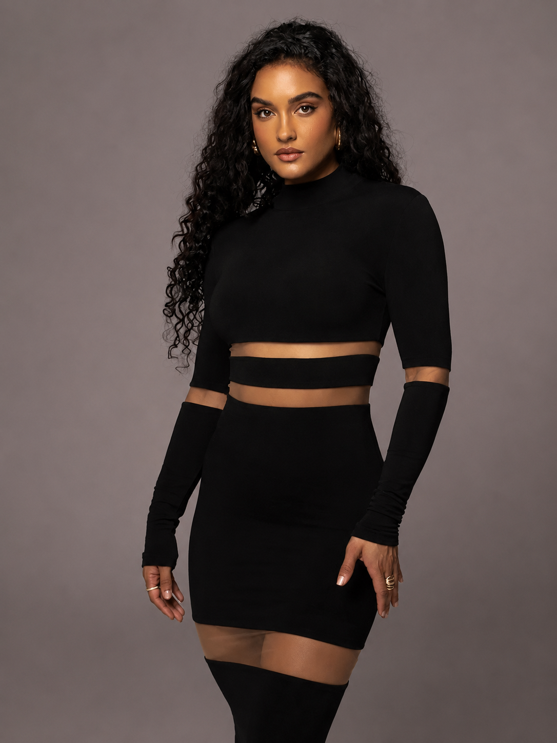 Contour Mesh Bandage Dress