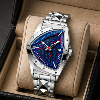 Apex Triangular Cobalt Dial Steel Chronograph