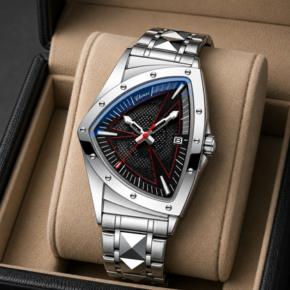 Apex Triangular Cobalt Dial Steel Chronograph
