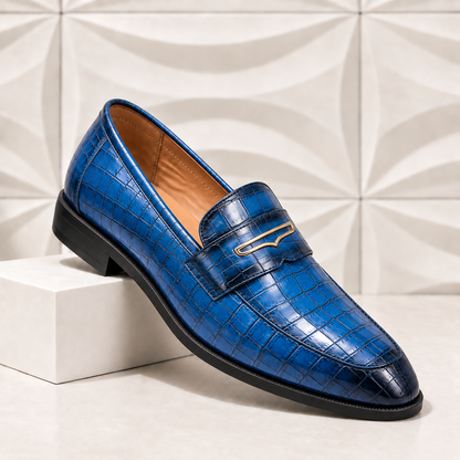 Garnet Leather Croc Loafers