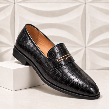 Garnet Leather Croc Loafers