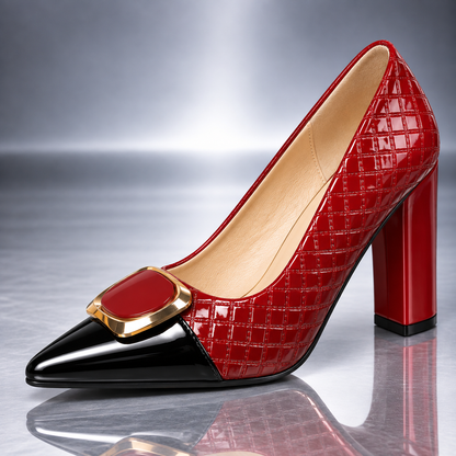 Bordeaux Quilted Patent Pump