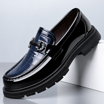 Ebony Croc Leather Bit Loafers