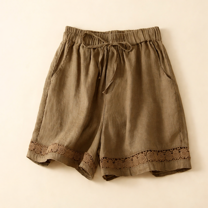 Le Jardin Crochet-Hem Linen Shorts
