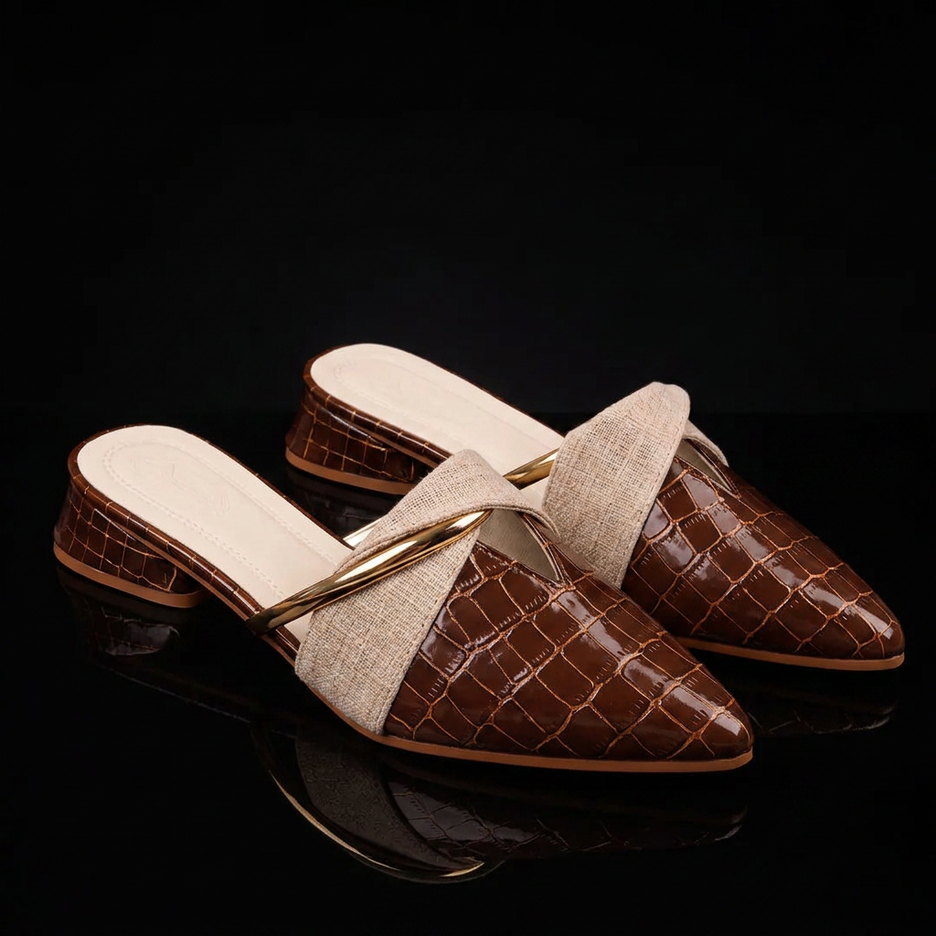 Marchetti Croc-Embossed Mules