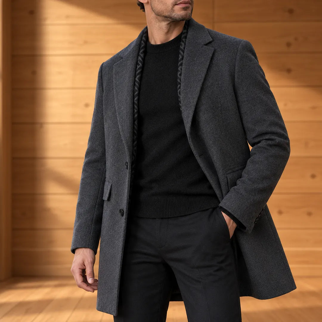 Sinclair Hidden-Lining Wool Overcoat
