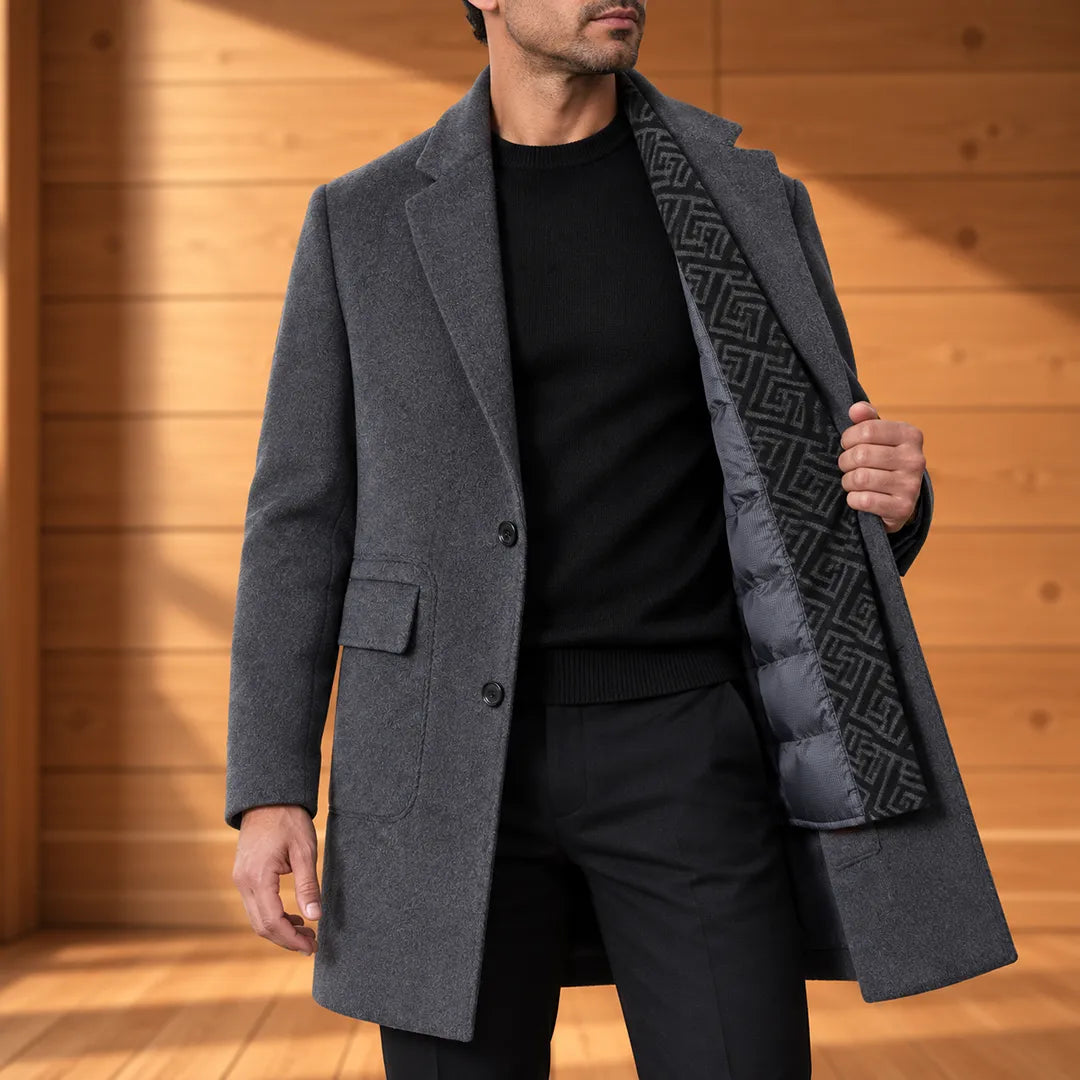 Sinclair Hidden-Lining Wool Overcoat