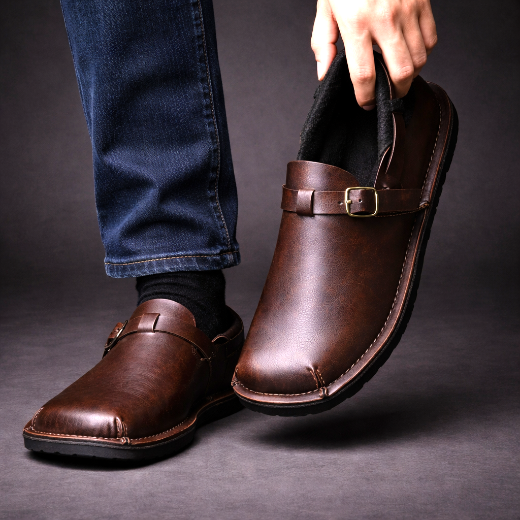 Bordeaux Oxblood Fleece Mule