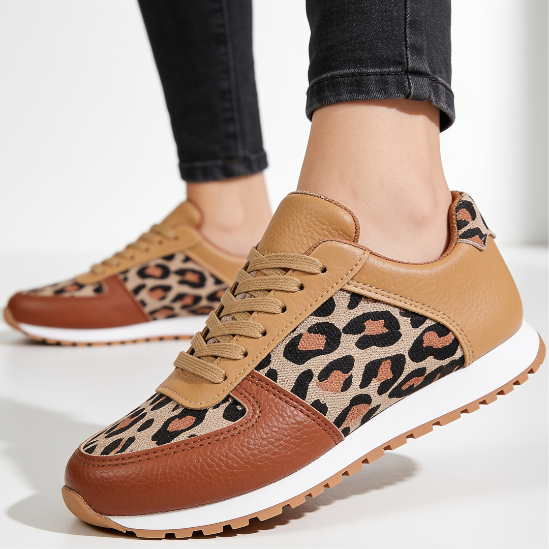 Solene Leopard-Panel Trainers