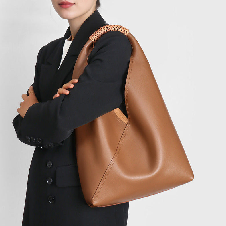 Amber Braided-Handle Slouch Tote
