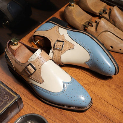 Bespoke Tri-Color Single Monk Shoes