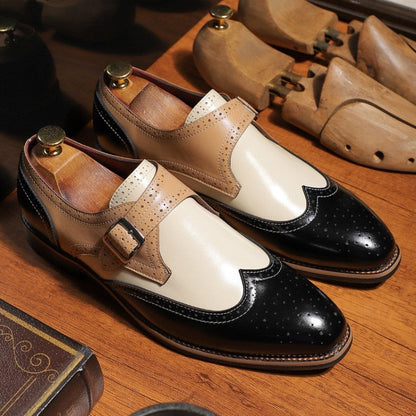 Bespoke Tri-Color Single Monk Shoes