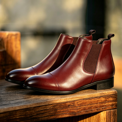 Oxblood Cap-Toe Chelsea Boots