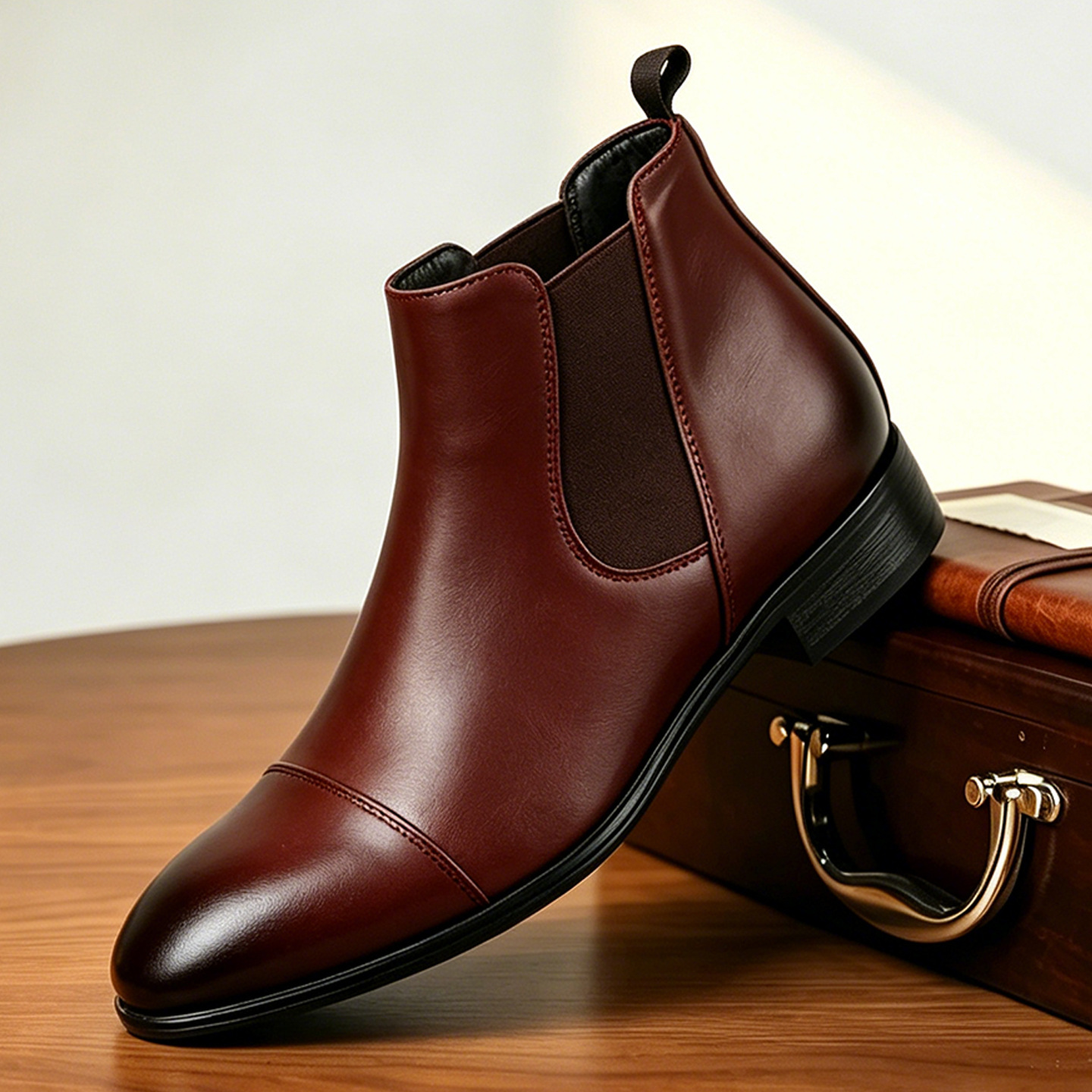 Oxblood Cap-Toe Chelsea Boots