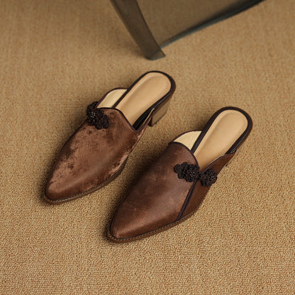 Embroidered Flower Mule