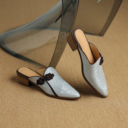 Embroidered Flower Mule