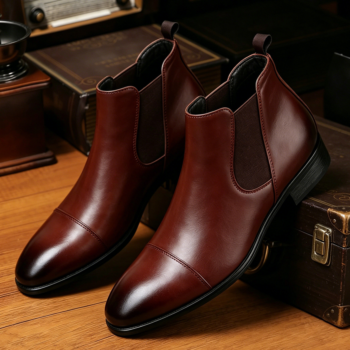 Oxblood Cap-Toe Chelsea Boots