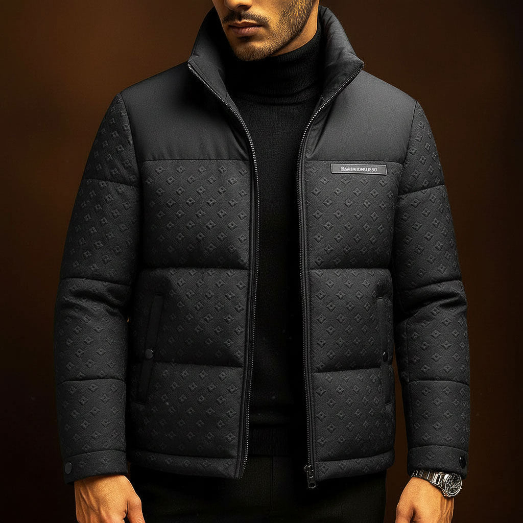 Signature-Embossed Puffer Jacket