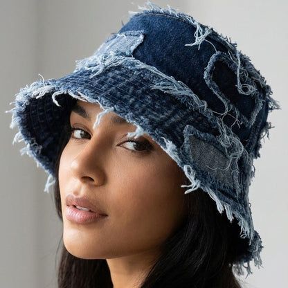Frayed-Edge Denim Bucket Hat