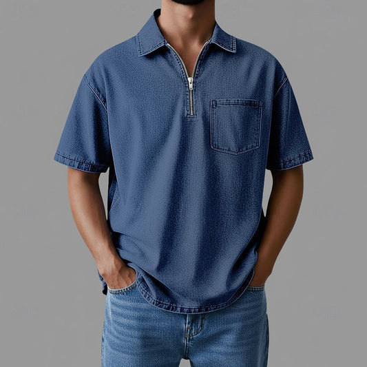 Toffee Pigment-Wash Zip Shirt