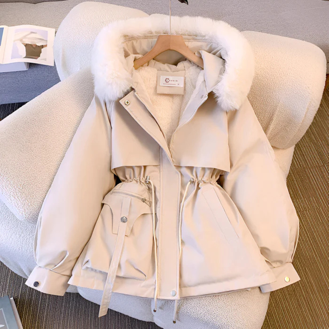 Belted Parka with Detachable Fox Fur Hood