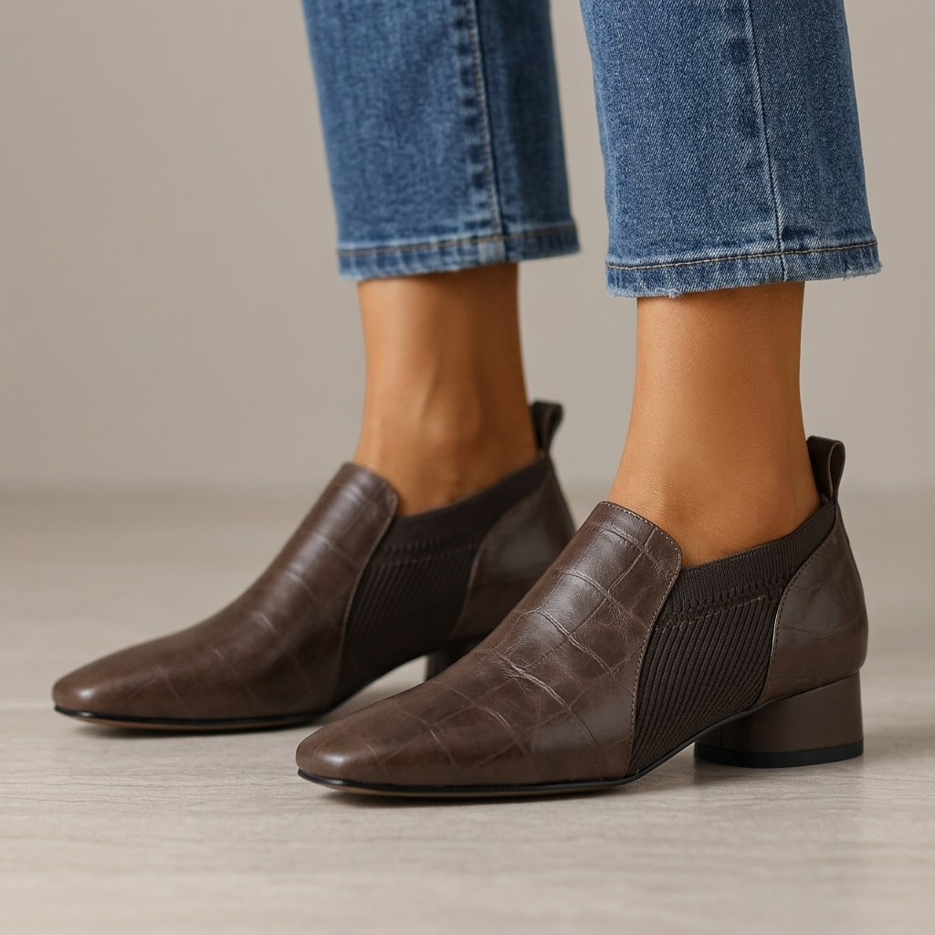 Odessa Croc-Embossed Block Heels