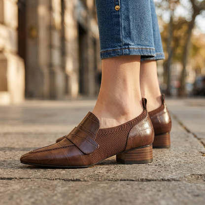 Marchesa Leather Croc Loafers